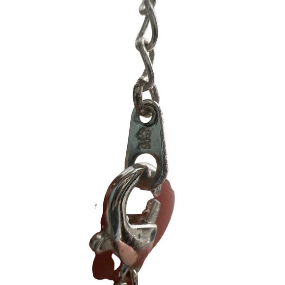 Vintage Silver Necklace Sea Foam Green Gem Stone 18” Boho Minimalist Futuristic - Picture 7 of 10